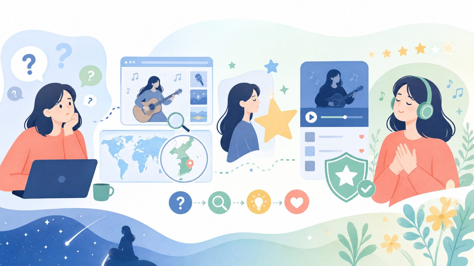 LUCKY STARはどこの国のアーティスト？韓国の복별（ボクビョル）を徹底解説の要点を表すイラスト