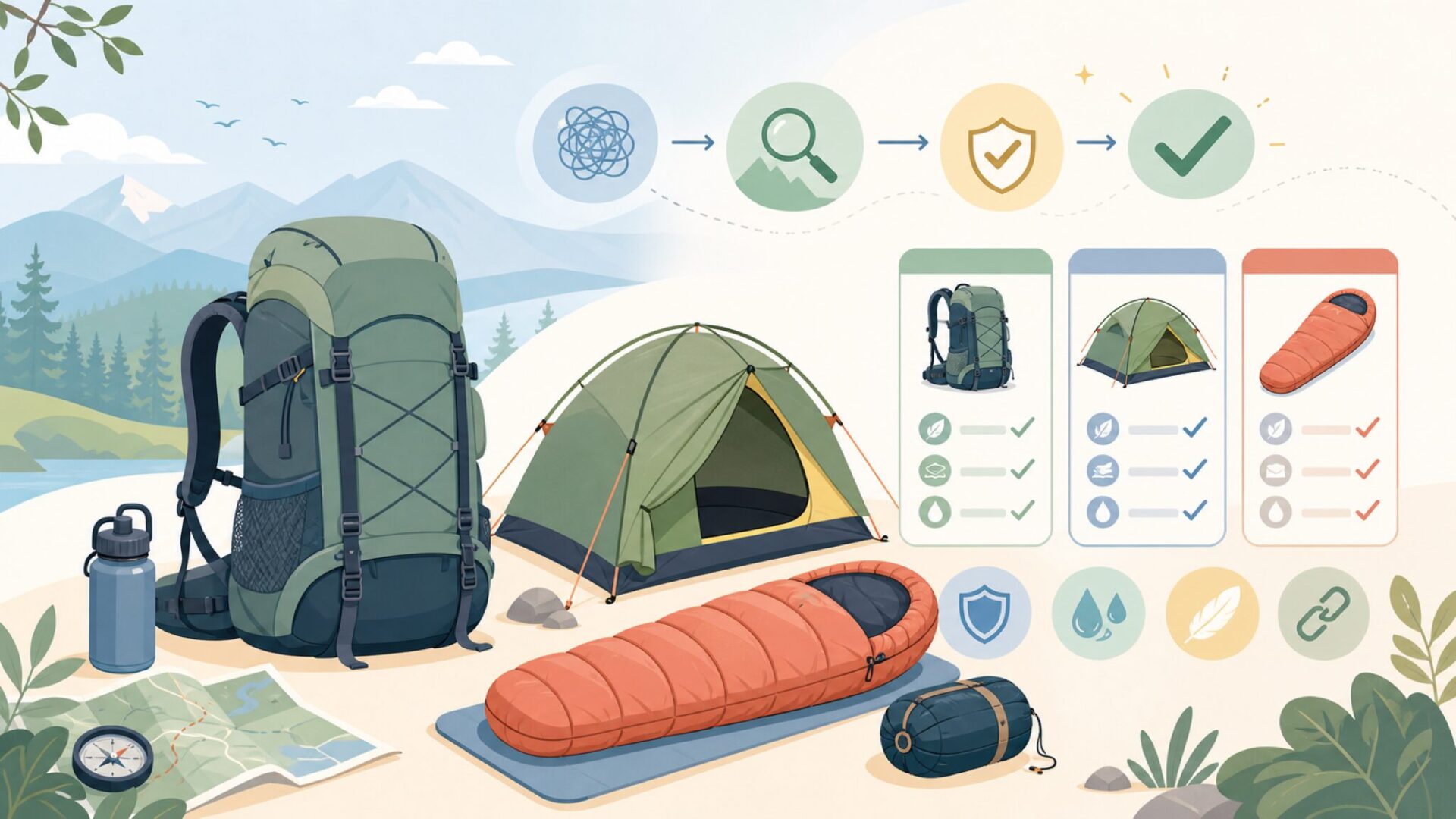 Highlander Outdoorのおすすめ製品を表すイラスト