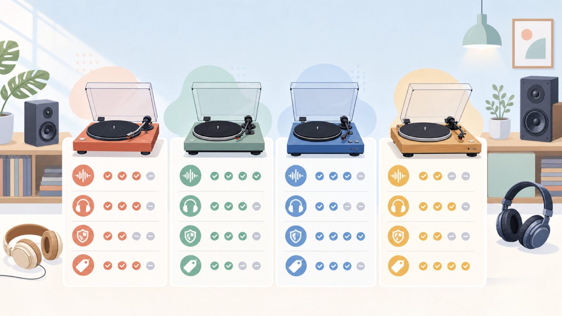 ION Audioと競合ブランドを比較——同価格帯で何が違うかを表すイラスト