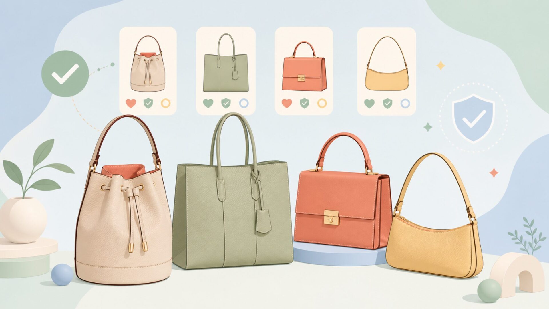 代表アイコンバッグ——Mansur Gavrielのラインナップを知るを表すイラスト