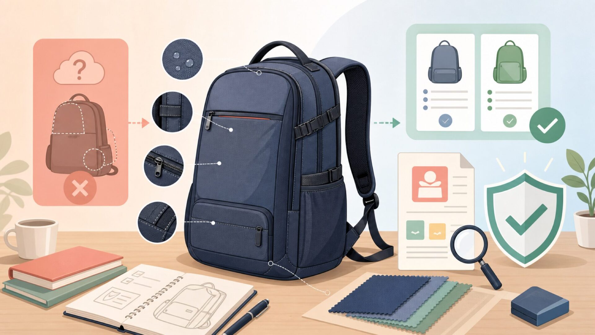 CoolBELLの品質は信頼できるか——意匠特許と製造背景を確認するを表すイラスト