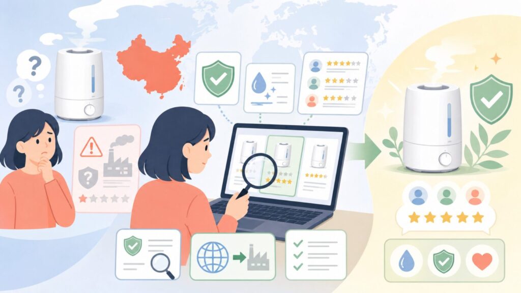 KEECOONはどこの国のブランド？中国製の安全性と評判を正直に解説の要点を表すイラスト