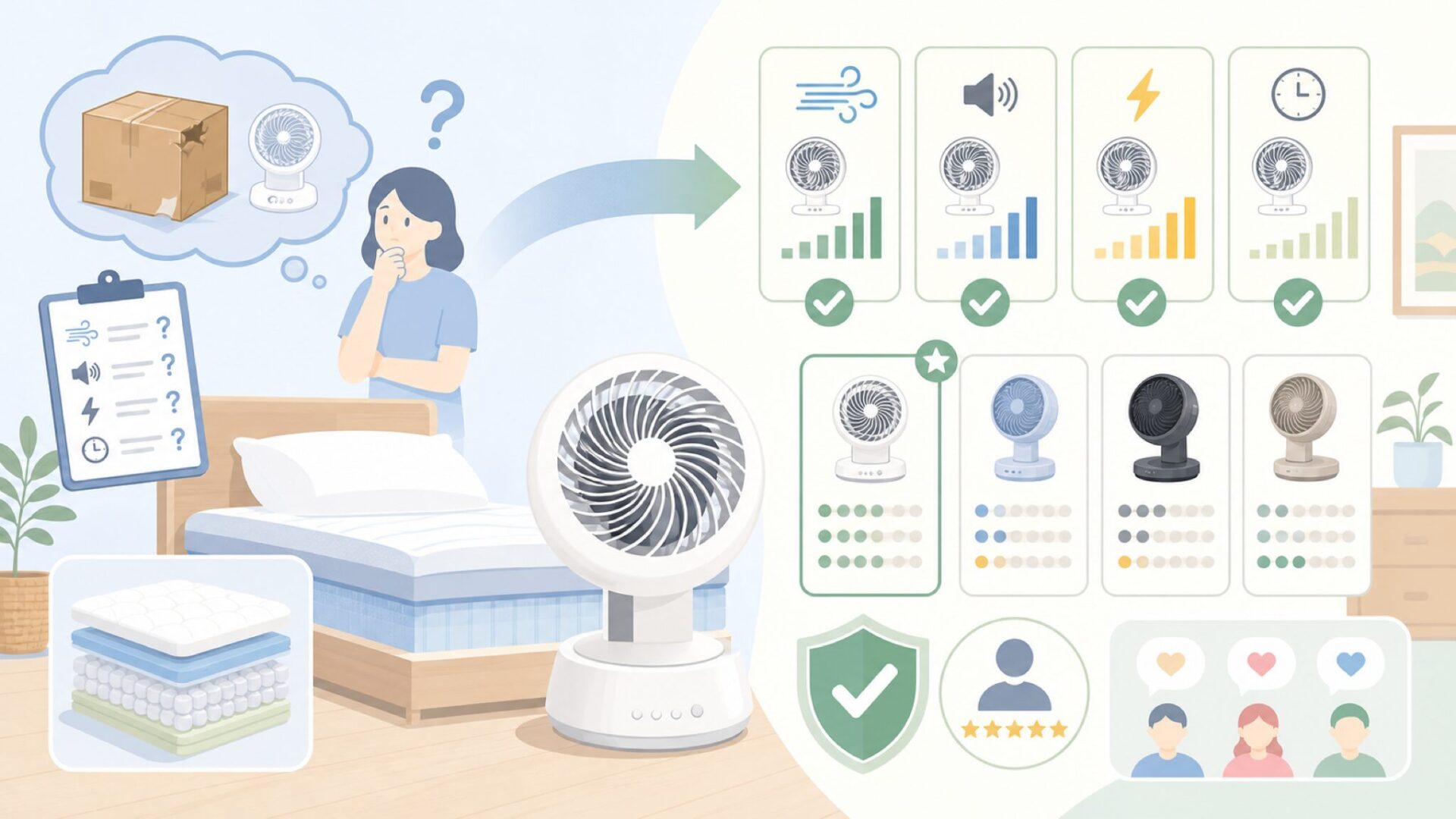 BQBサーキュレーターの実力：XD-1586FBの性能を正直に評価するを表すイラスト