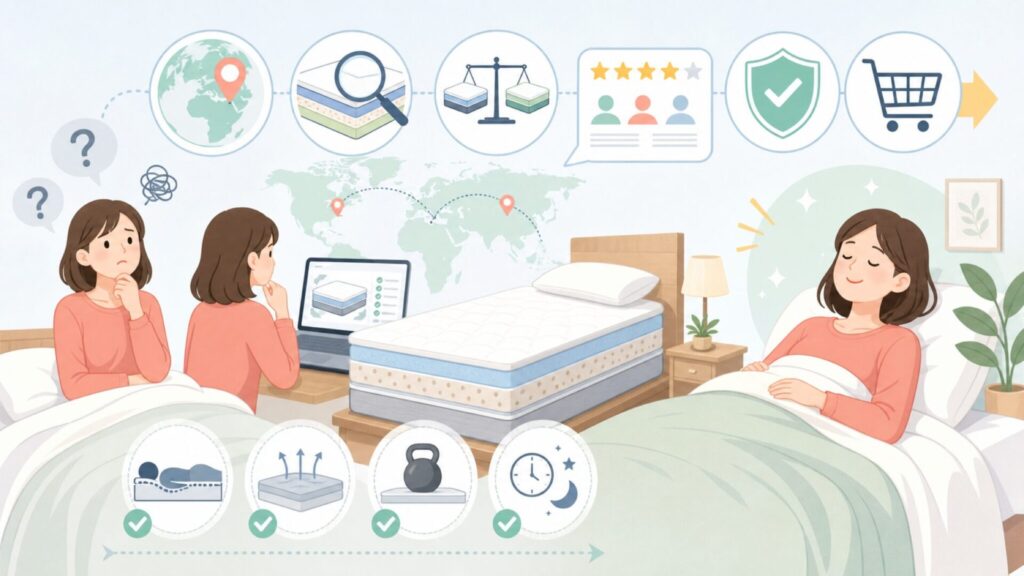 BQBはどこの国のブランド？正体・評判・サクラ疑惑を徹底検証の要点を表すイラスト