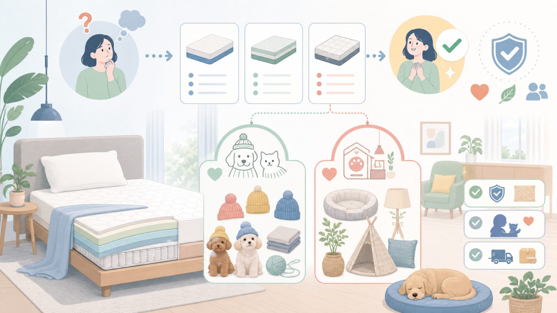 小泉ライフテックスが展開する主なブランドと製品ラインを表すイラスト