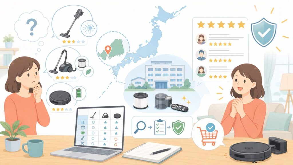 VERSOSはどこの国？広島発の日本企業ベルソスの実態と口コミまとめの要点を表すイラスト