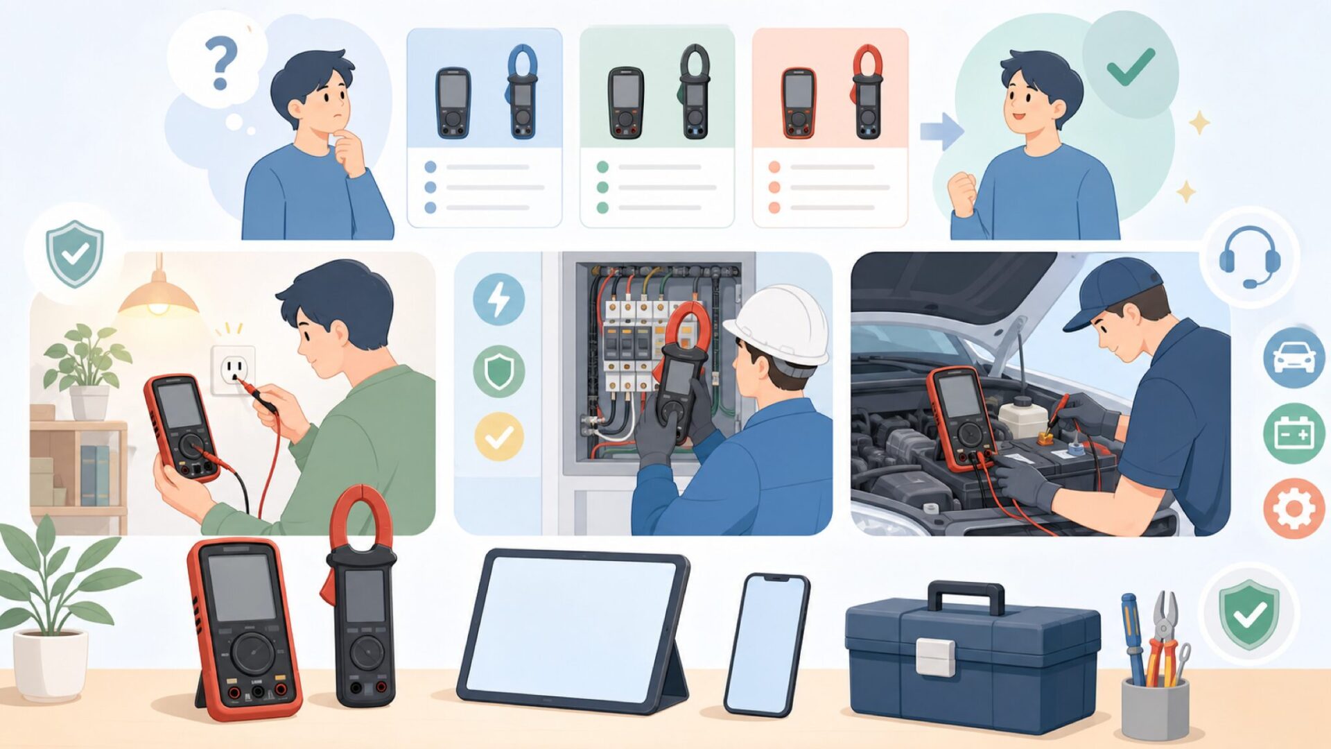 KAIWEETSはこんな人に向いているDIY・電気工事・車整備の活用シーンを表すイラスト
