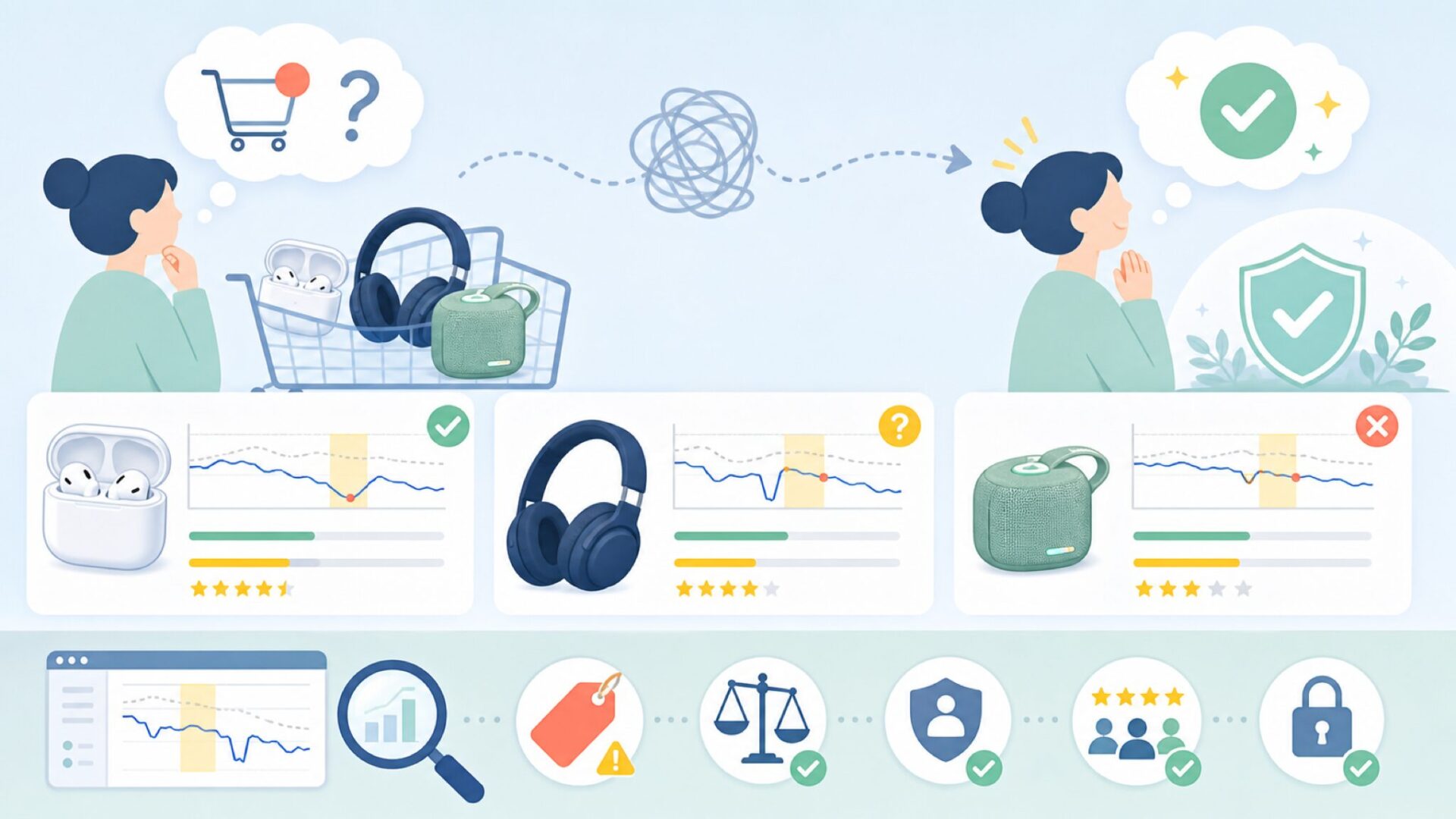 KASOTTのAmazon価格推移——セールは本当にお得なのかを表すイラスト