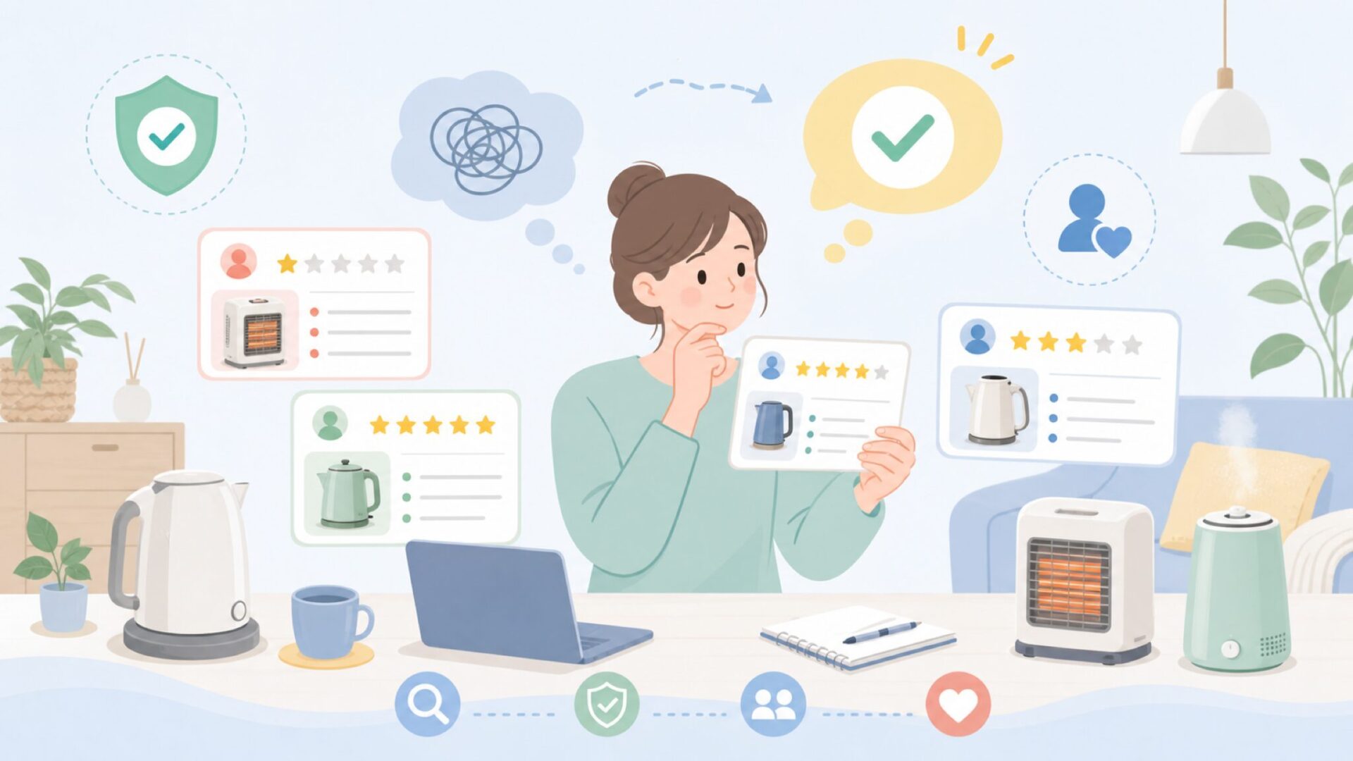 HAGOOGIのレビューはサクラなのか？信頼性を正直に検証するを表すイラスト