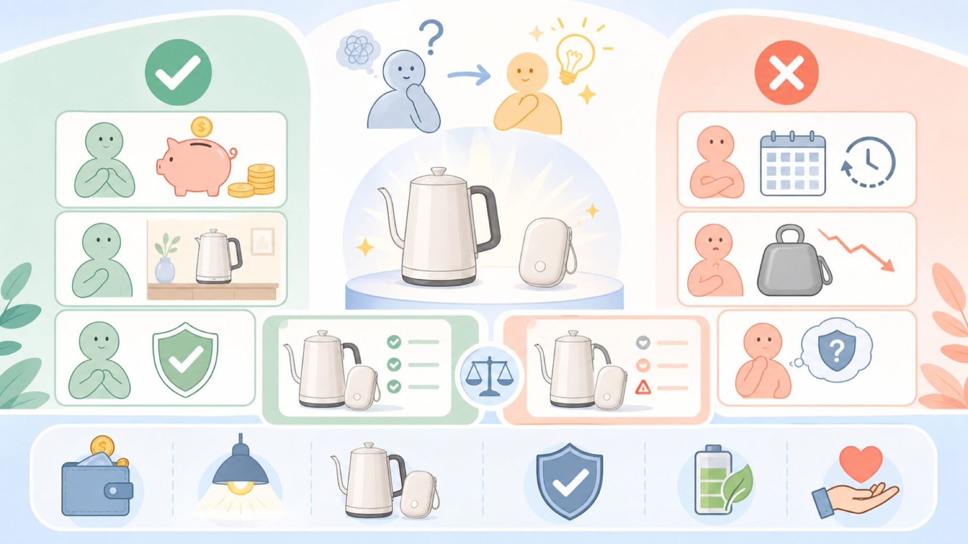 HAGOOGIをおすすめできる人・できない人を表すイラスト