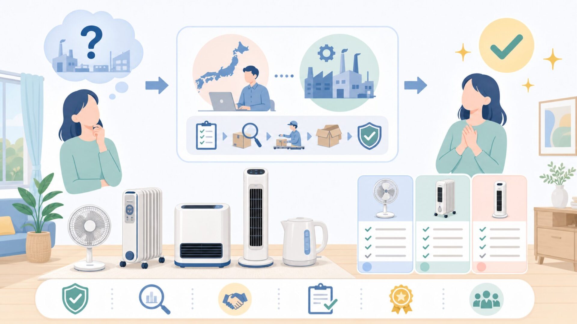 TEKNOSの製品はどこで作られているのかを表すイラスト