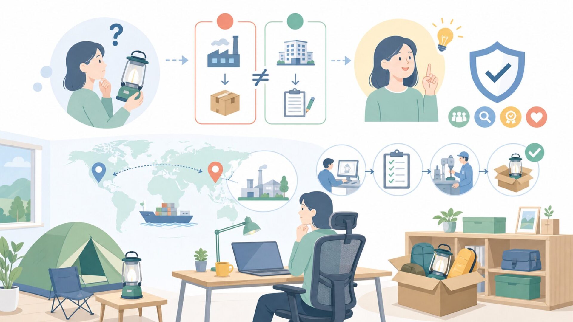 「Made in China」はなぜ？製造国とブランド国の違いを整理するを表すイラスト