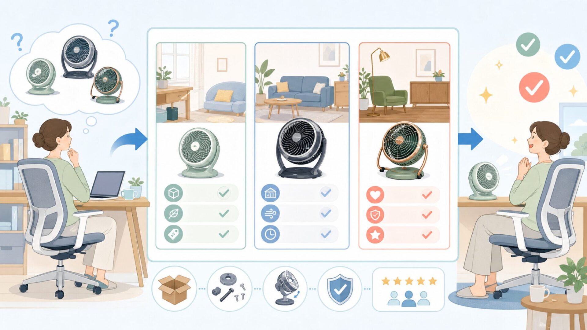 Vornadoのおすすめ機種を用途別に紹介を表すイラスト