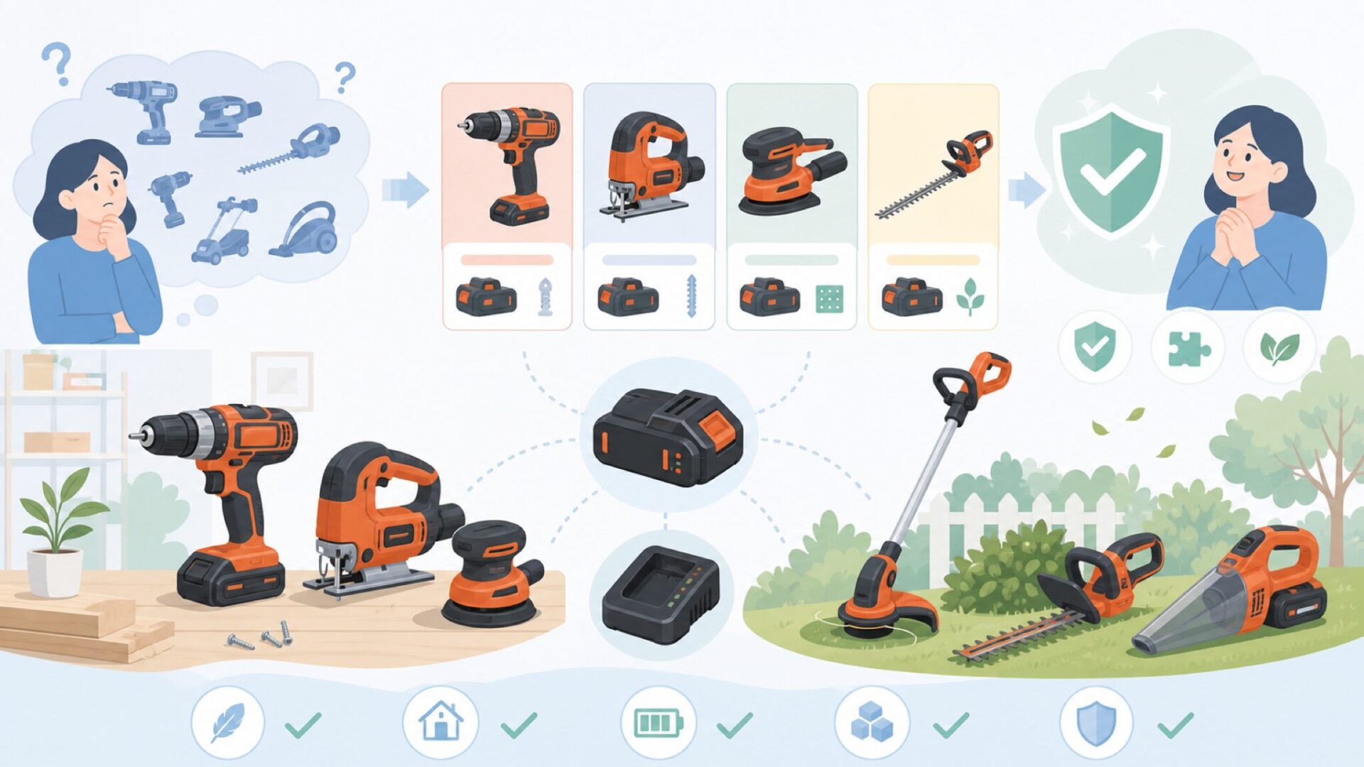 主要製品ラインナップ——何ができるブランドかを知ろうを表すイラスト
