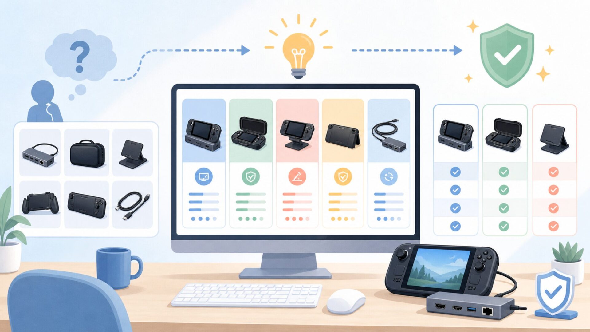JSAUXの製品ラインナップと各カテゴリの特徴を表すイラスト