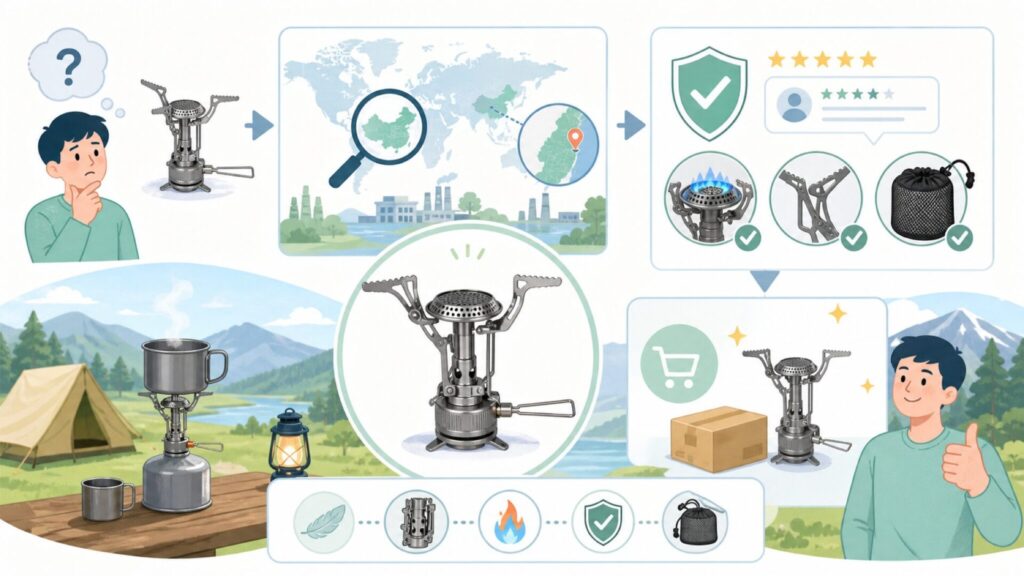 BRSはどこの国のブランド？中国・浙江省発の実力派アウトドアメーカーの真実の要点を表すイラスト