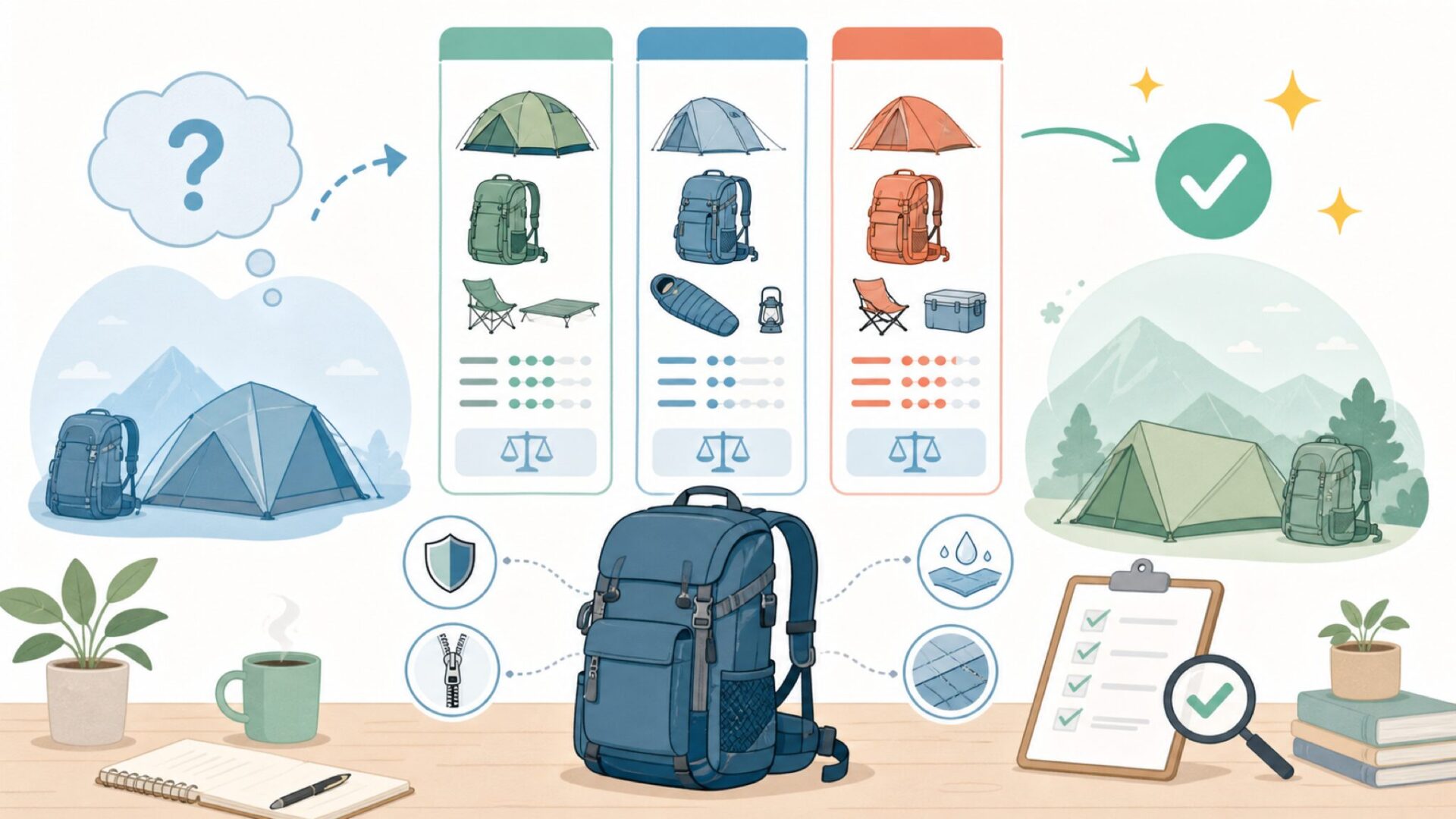 同価格帯の中国系アウトドアブランドとGeertopを比較するを表すイラスト