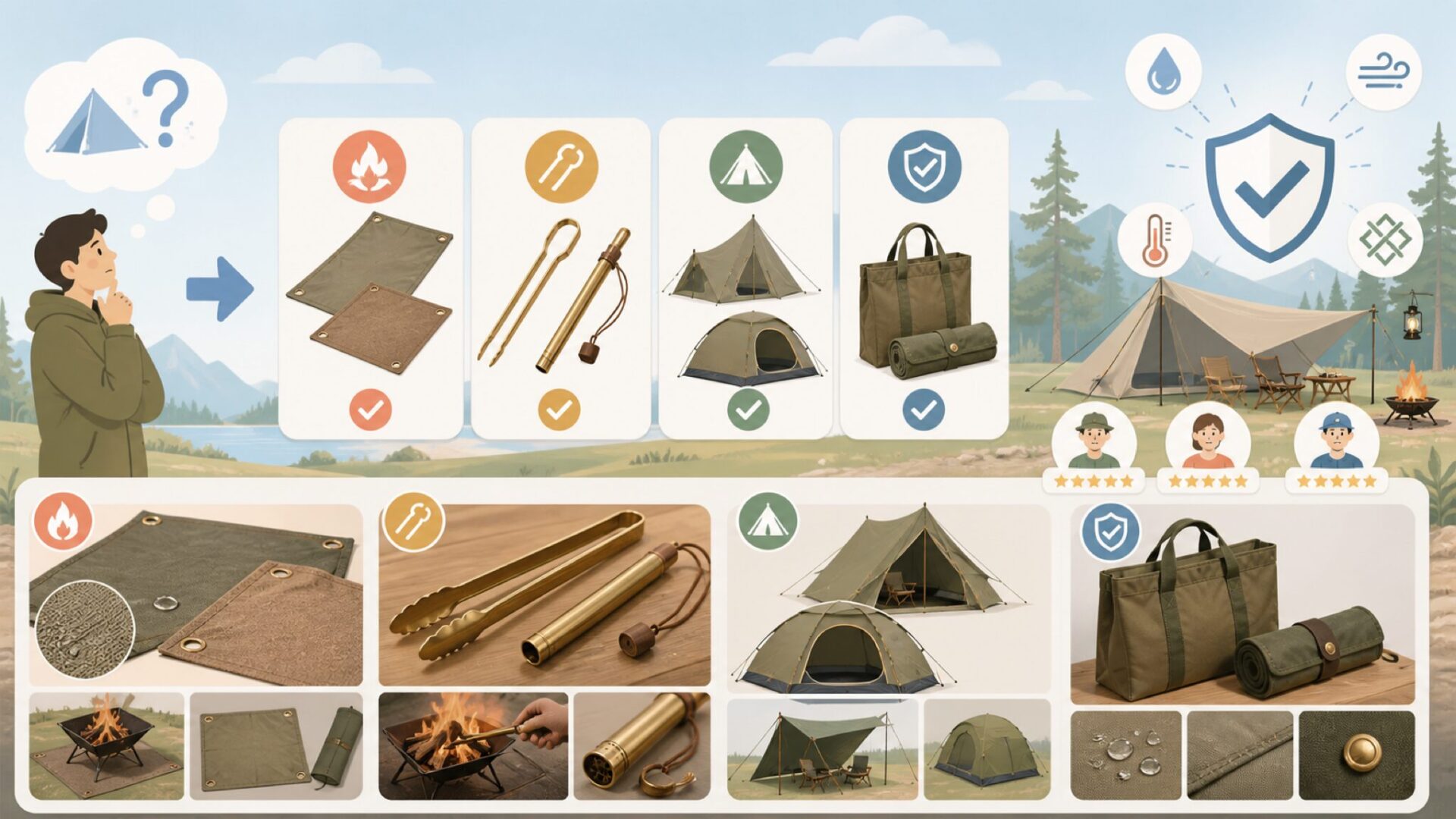 ZEN Campsの人気製品ラインナップを表すイラスト