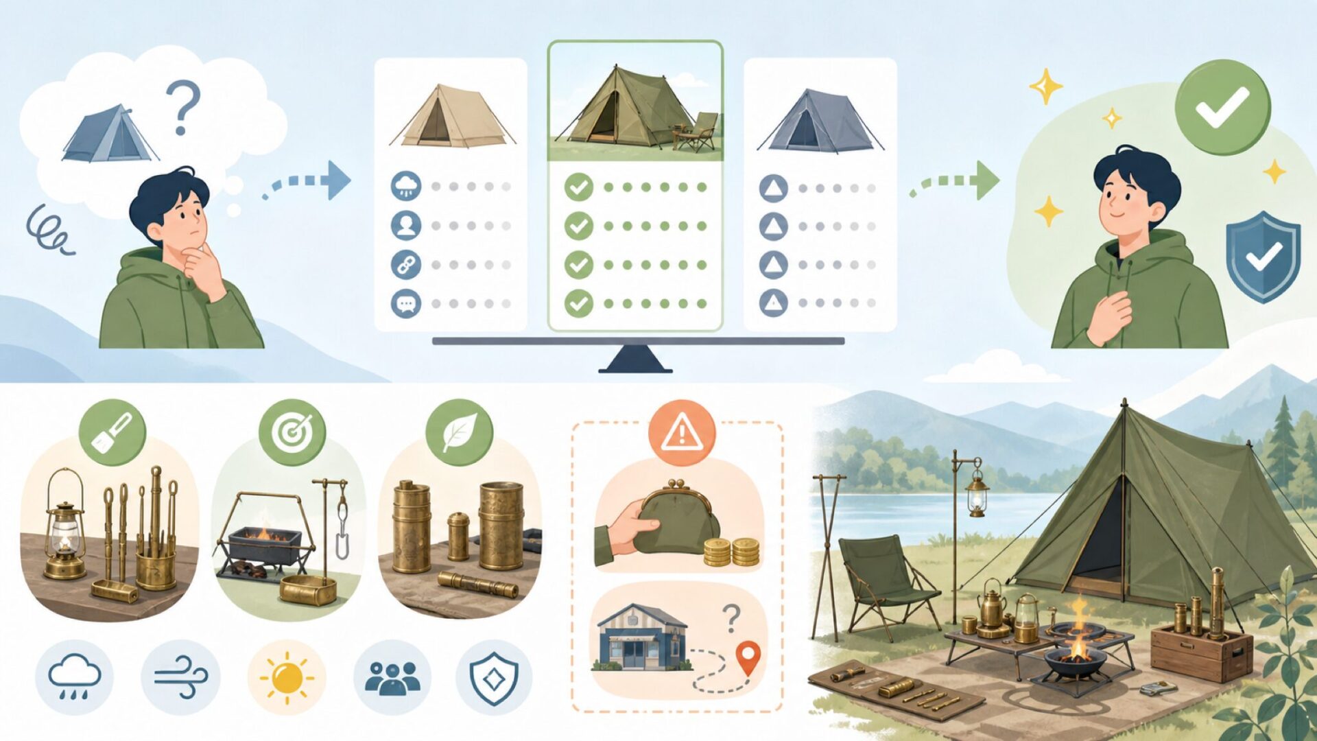 ZEN Campsのメリット・デメリットを他ブランドと比較を表すイラスト