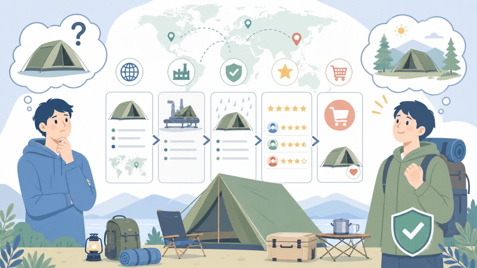 ZEN Campsはどこの国のブランド？製造国・評判・おすすめ製品を徹底解説の要点を表すイラスト