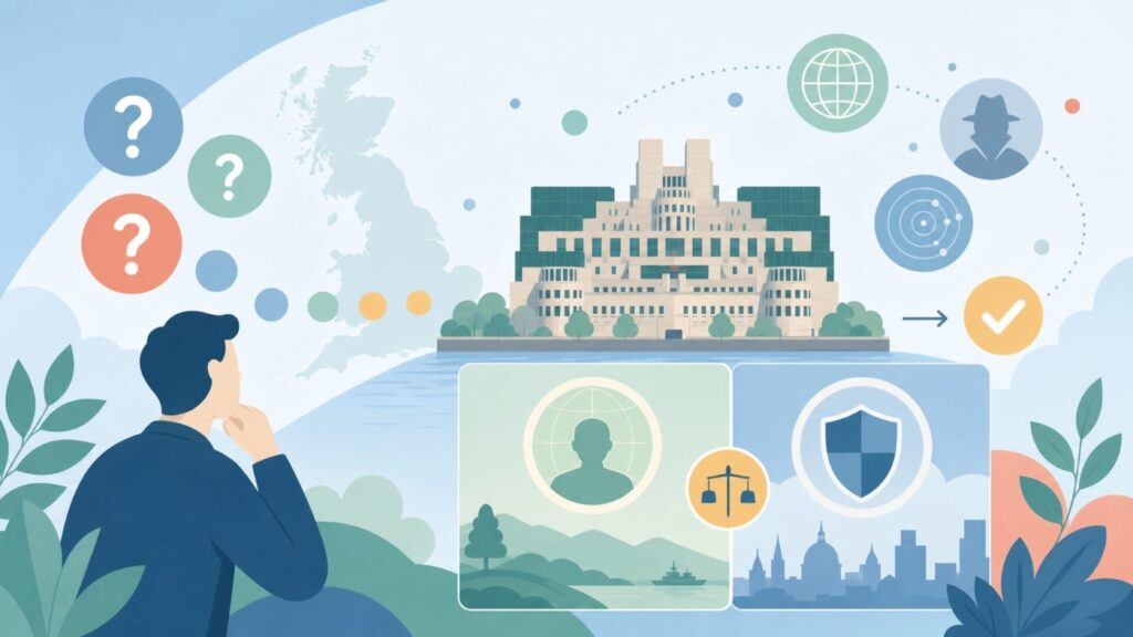 SISはどこの国の機関? MI6との違いと知っておきたい基礎知識の要点を表すイラスト