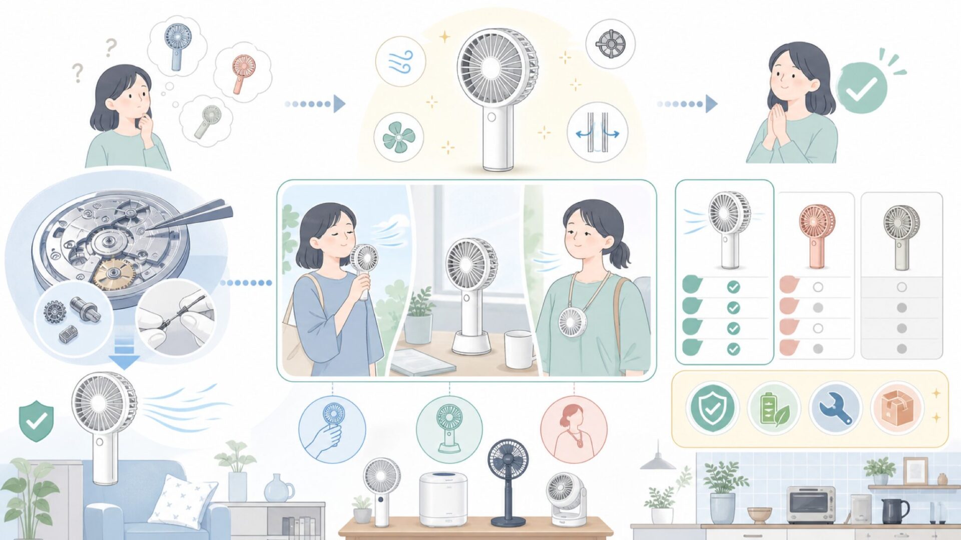 RHYTHMのハンディファンはなぜ人気なのかを表すイラスト