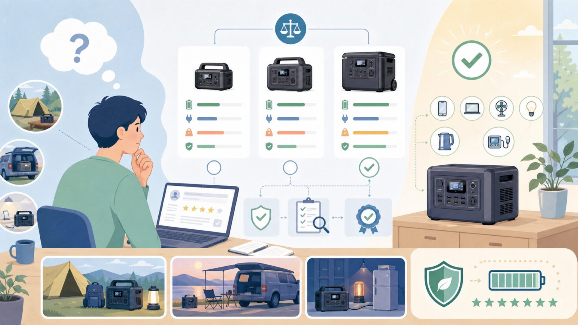 LIPOWERのポータブル電源ラインナップを表すイラスト