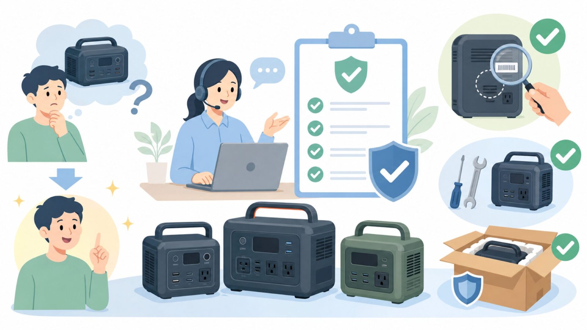 LIPOWERのサポート体制と保証内容を表すイラスト
