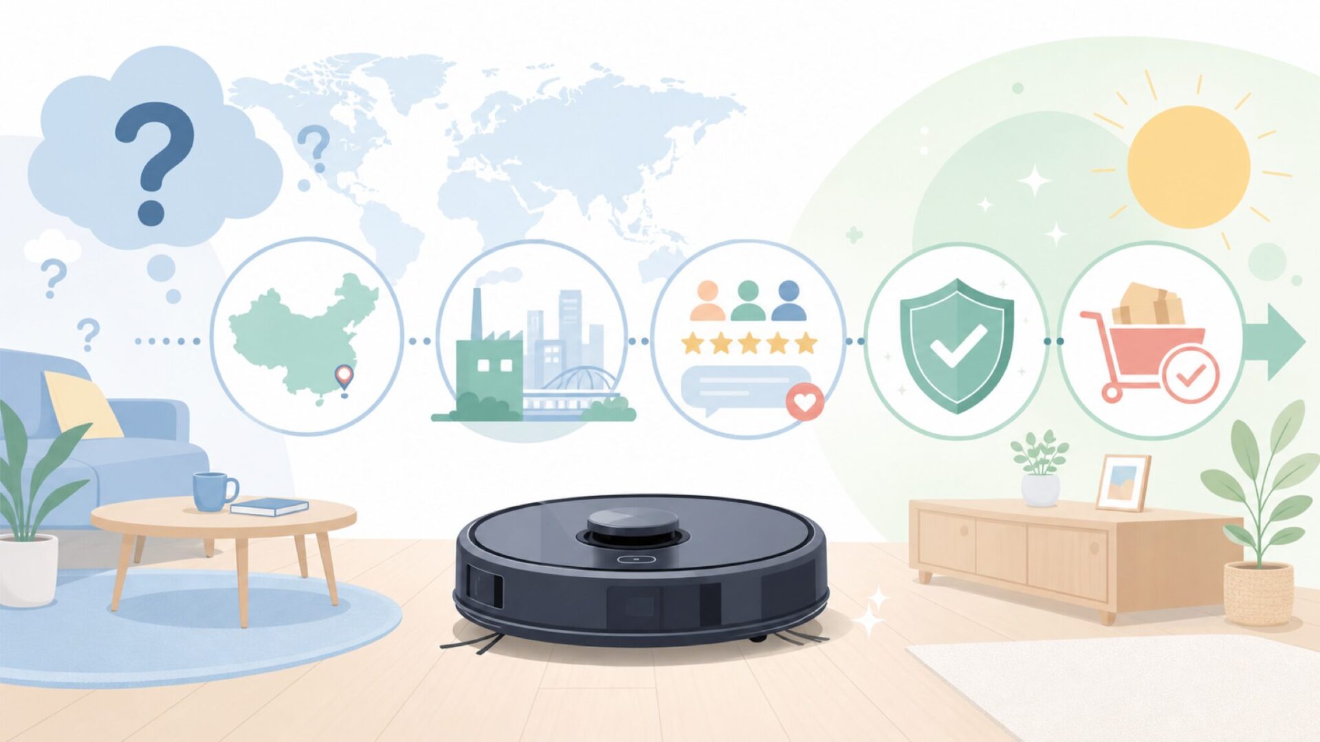 AIRROBOはどこの国のブランド？中国製の実態と口コミを徹底解説の要点を表すイラスト