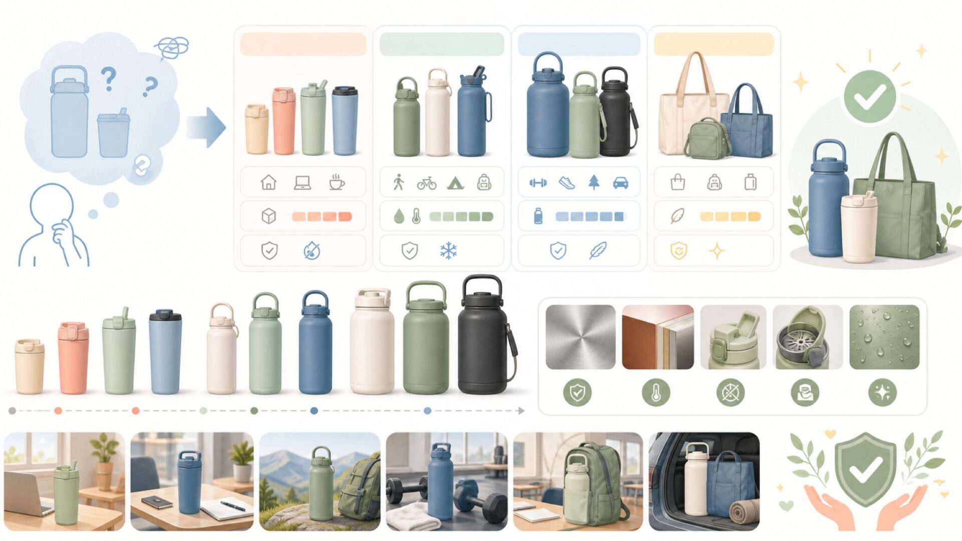 BOTTLEBOTTLEの製品ラインナップ全体像を表すイラスト