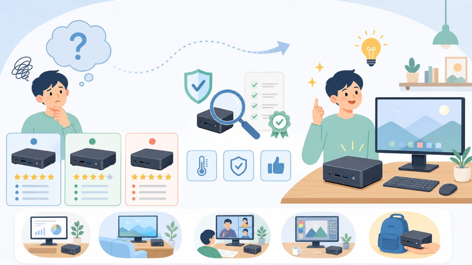 ミニPCとは何か・なぜ今これほど注目されているのかを表すイラスト