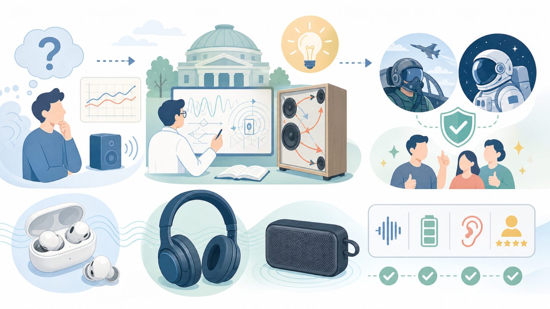 MITの研究室から生まれた音響革命を表すイラスト