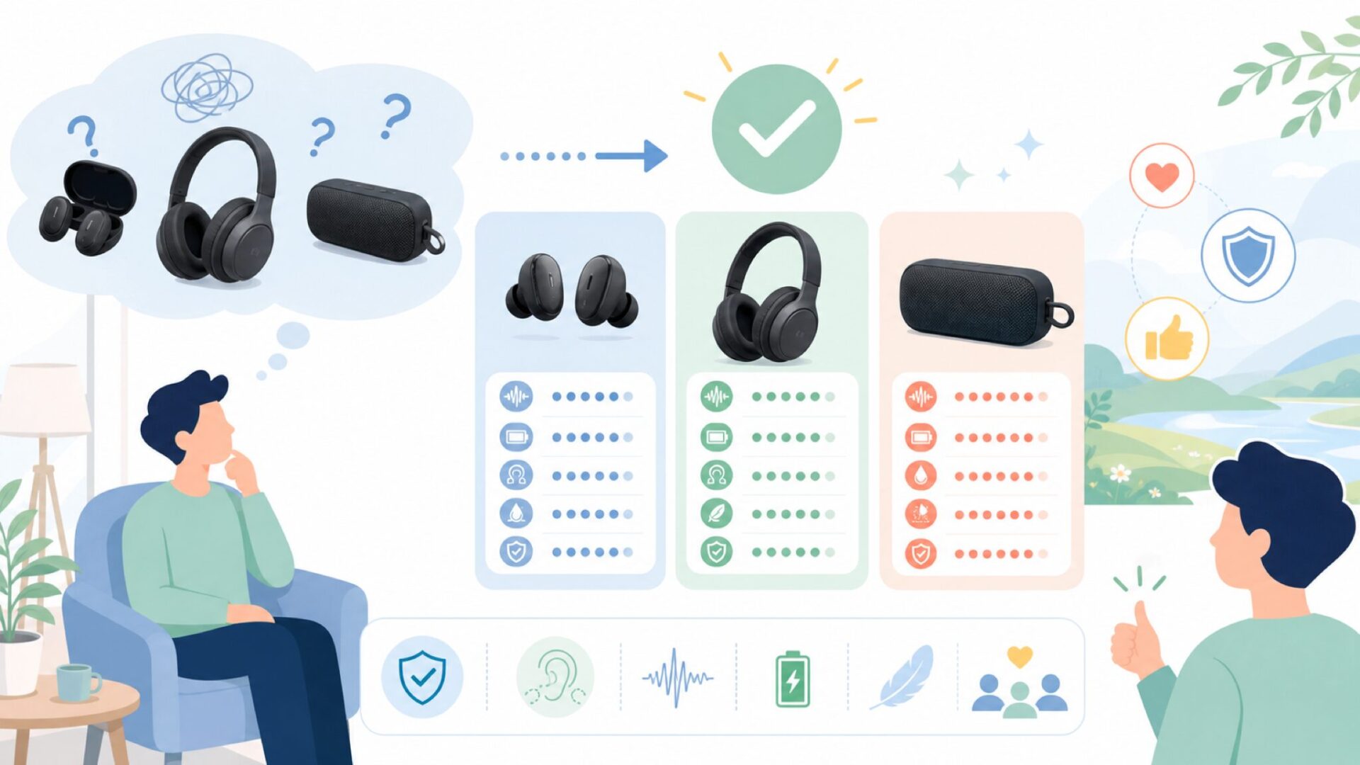 Boseの製品ラインナップ：どのカテゴリが自分に合うかを表すイラスト