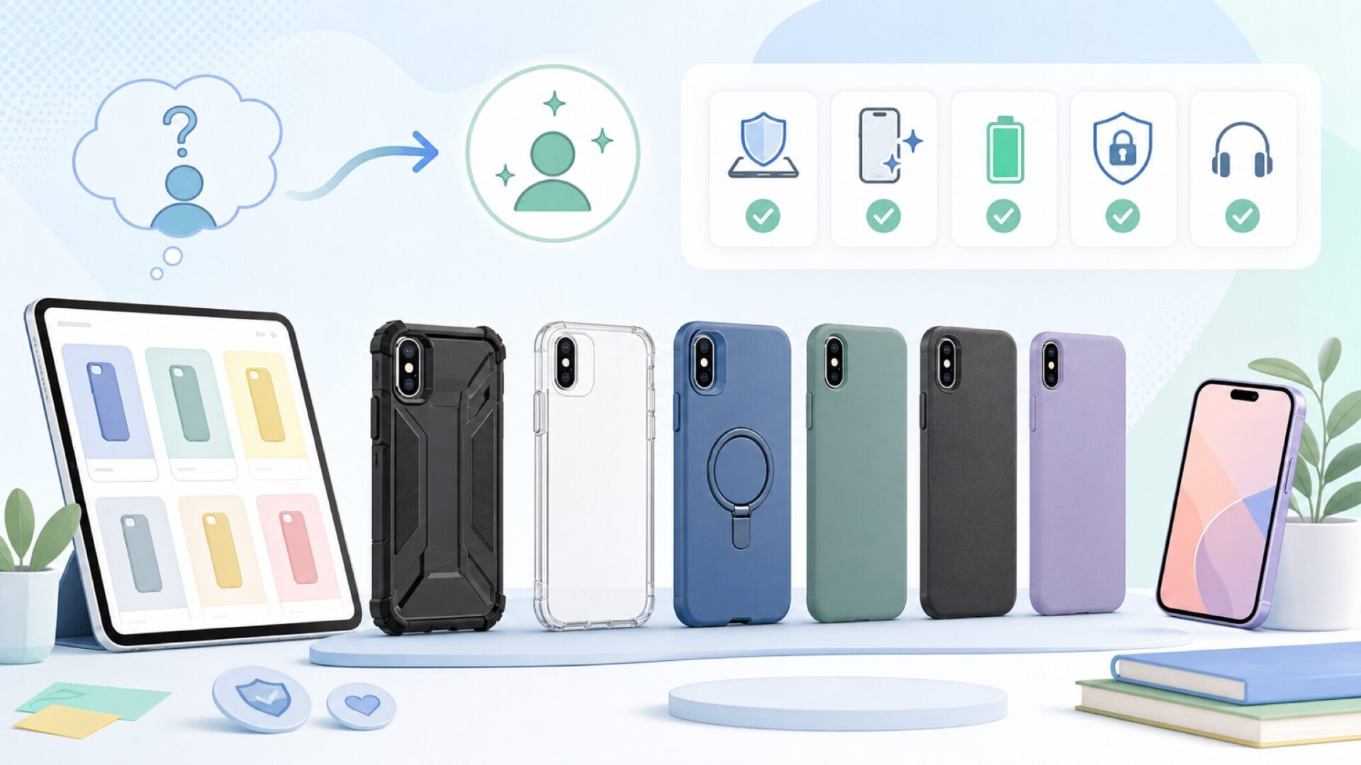 CASEKOOのiPhoneケースラインナップを表すイラスト