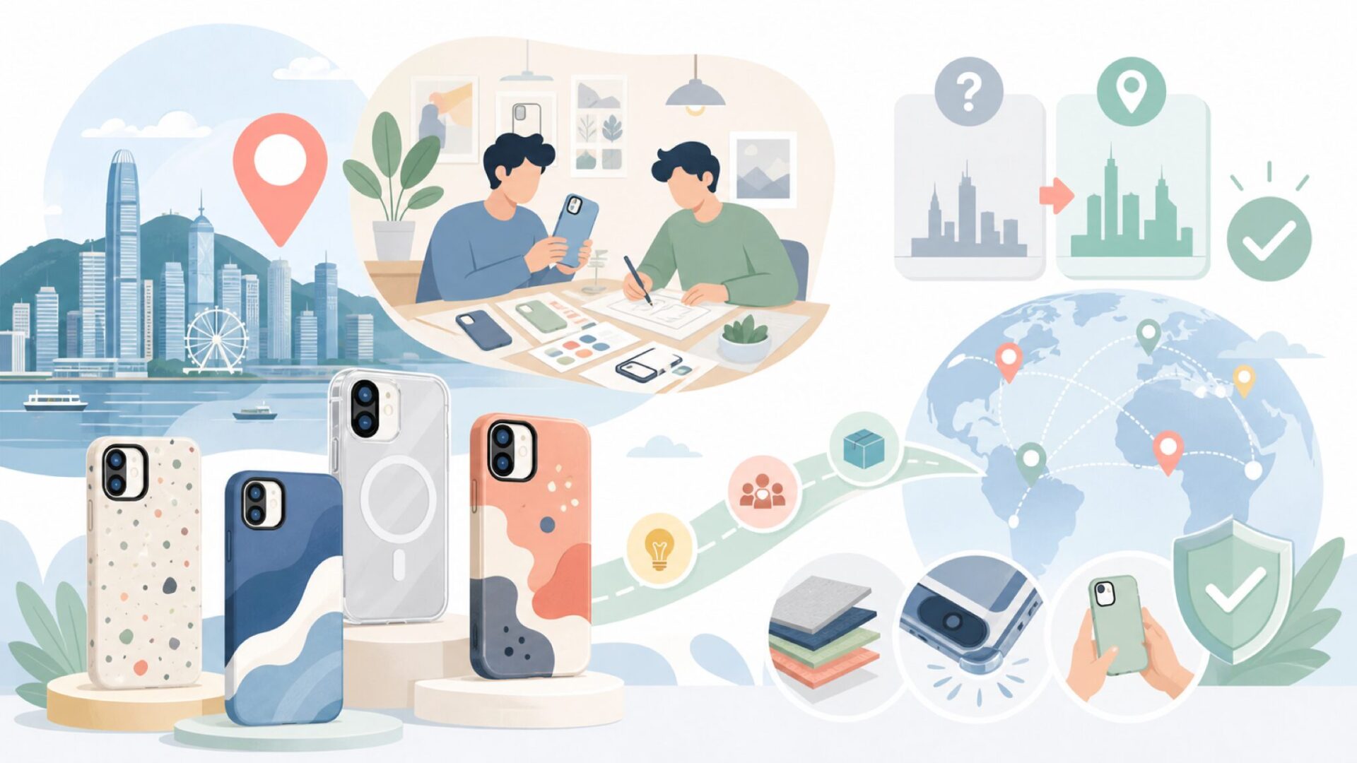 CASETiFYはどこの国で生まれたブランドなのかを表すイラスト