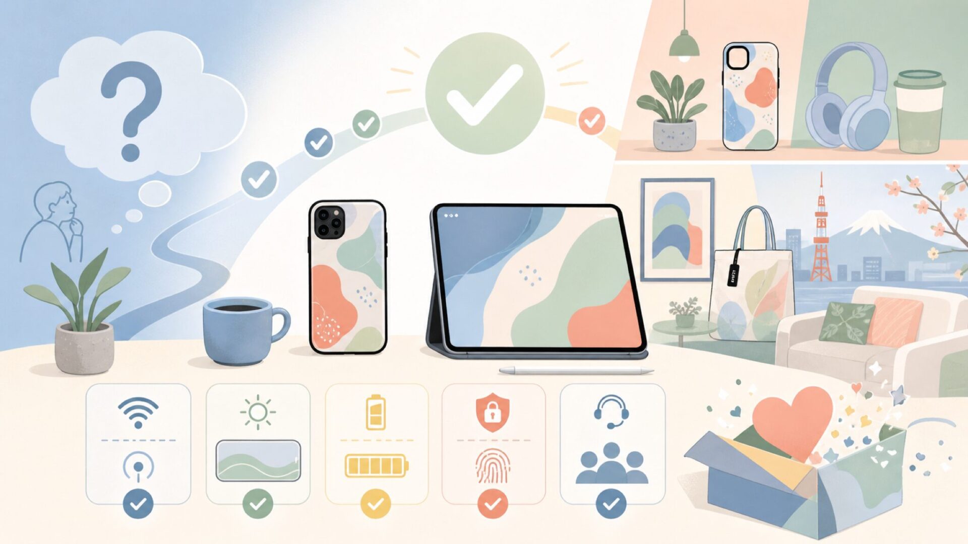 テックブランドからライフスタイルブランドへ進化するCASETiFYを表すイラスト