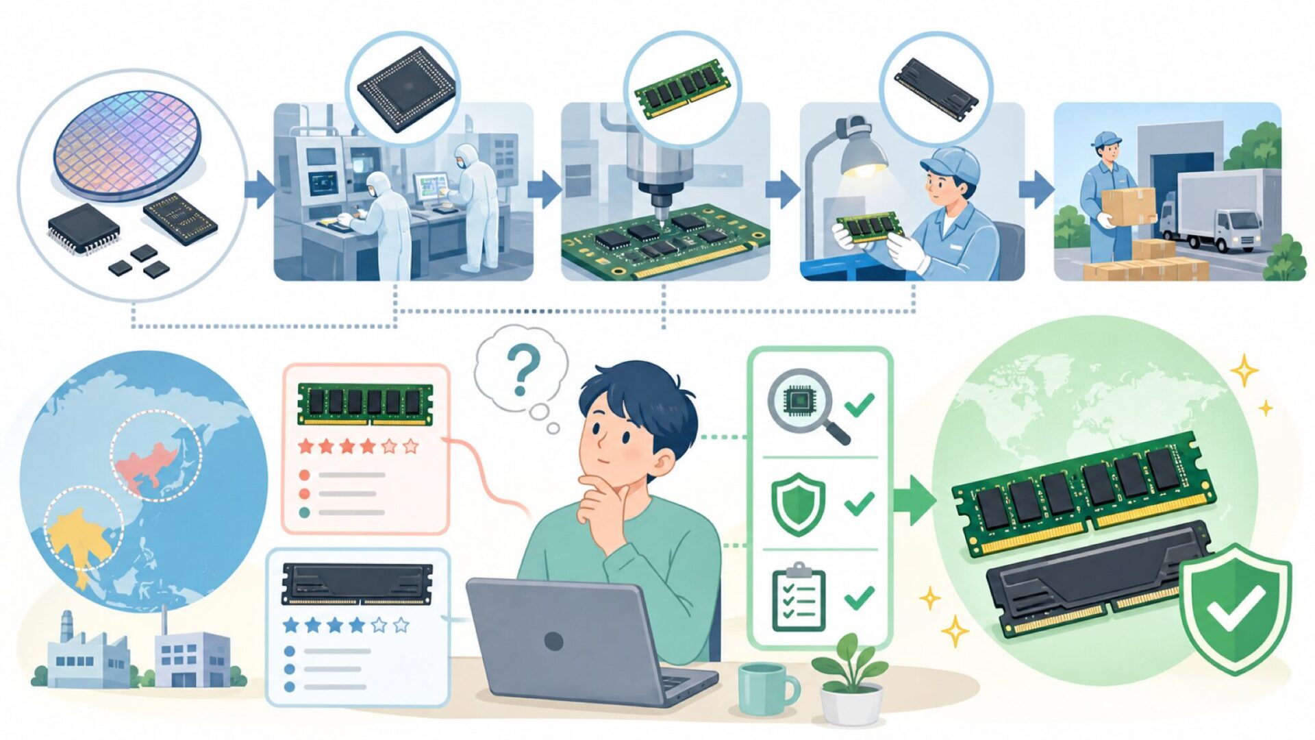 CFDメモリはどこの国で製造されているのかを表すイラスト