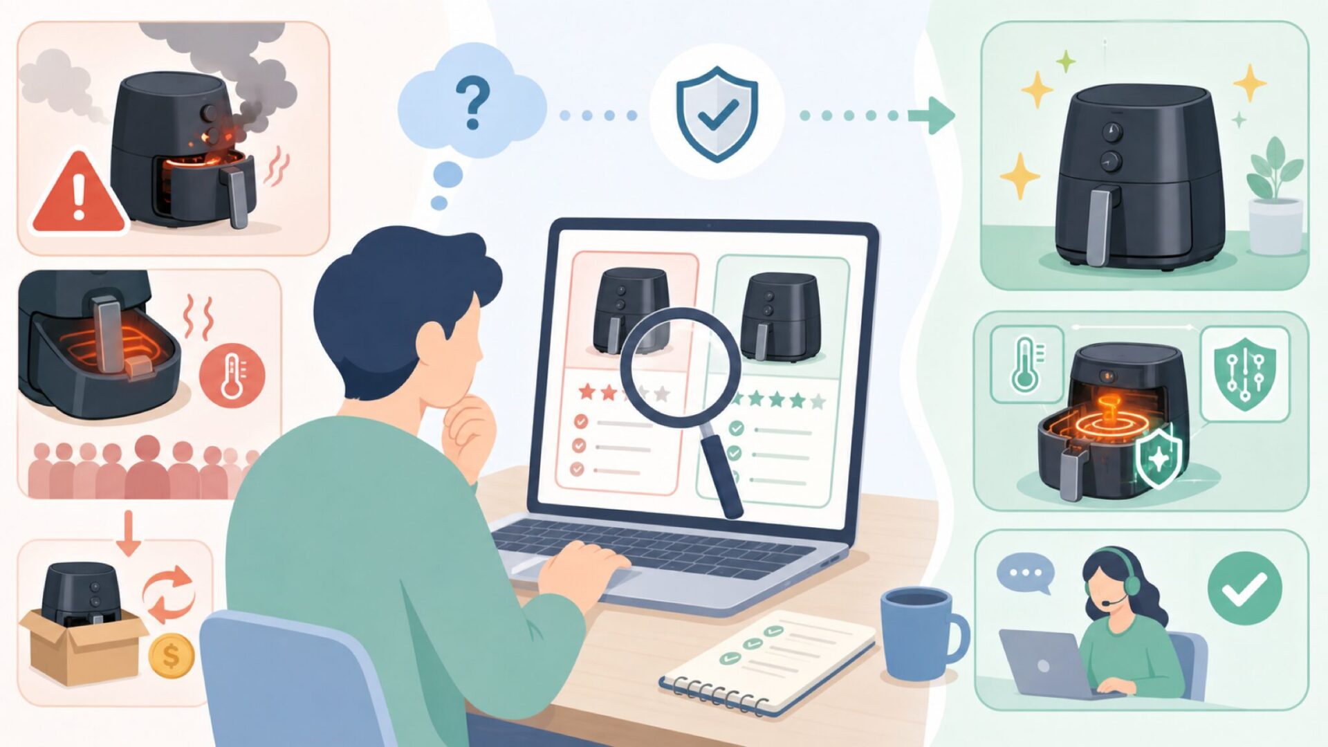COSORIのリコール問題と現在の安全性を表すイラスト