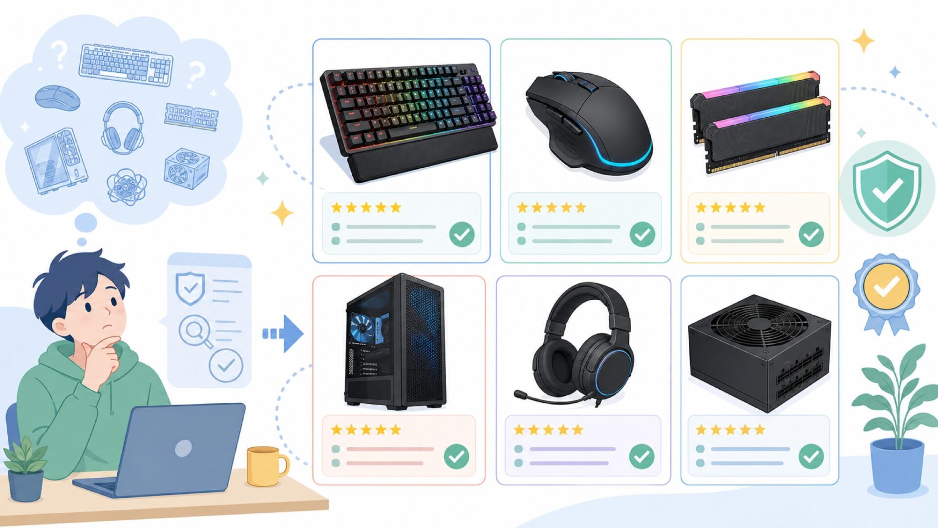 CORSAIRのおすすめ人気製品6選：初心者でも選びやすいモデルを厳選を表すイラスト