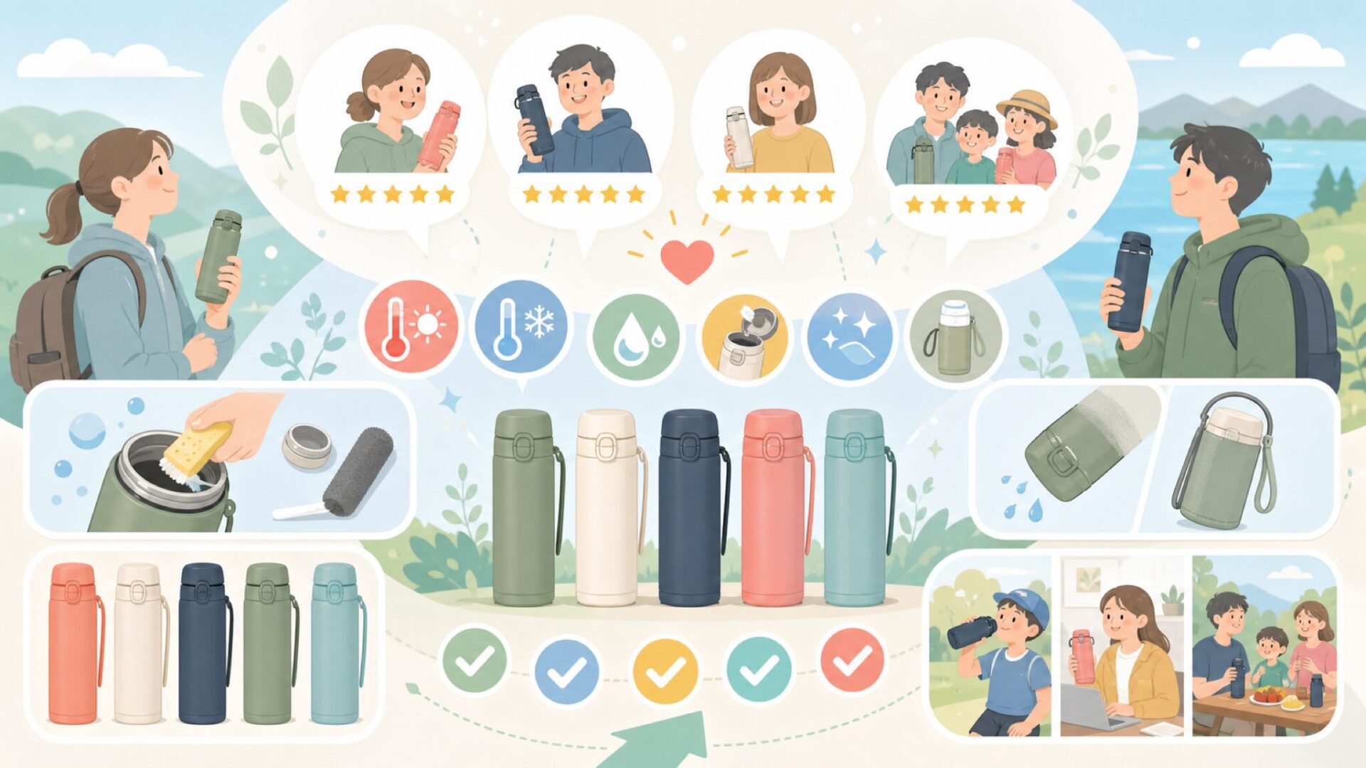 FJbottleの良い口コミ・実際の評判を表すイラスト
