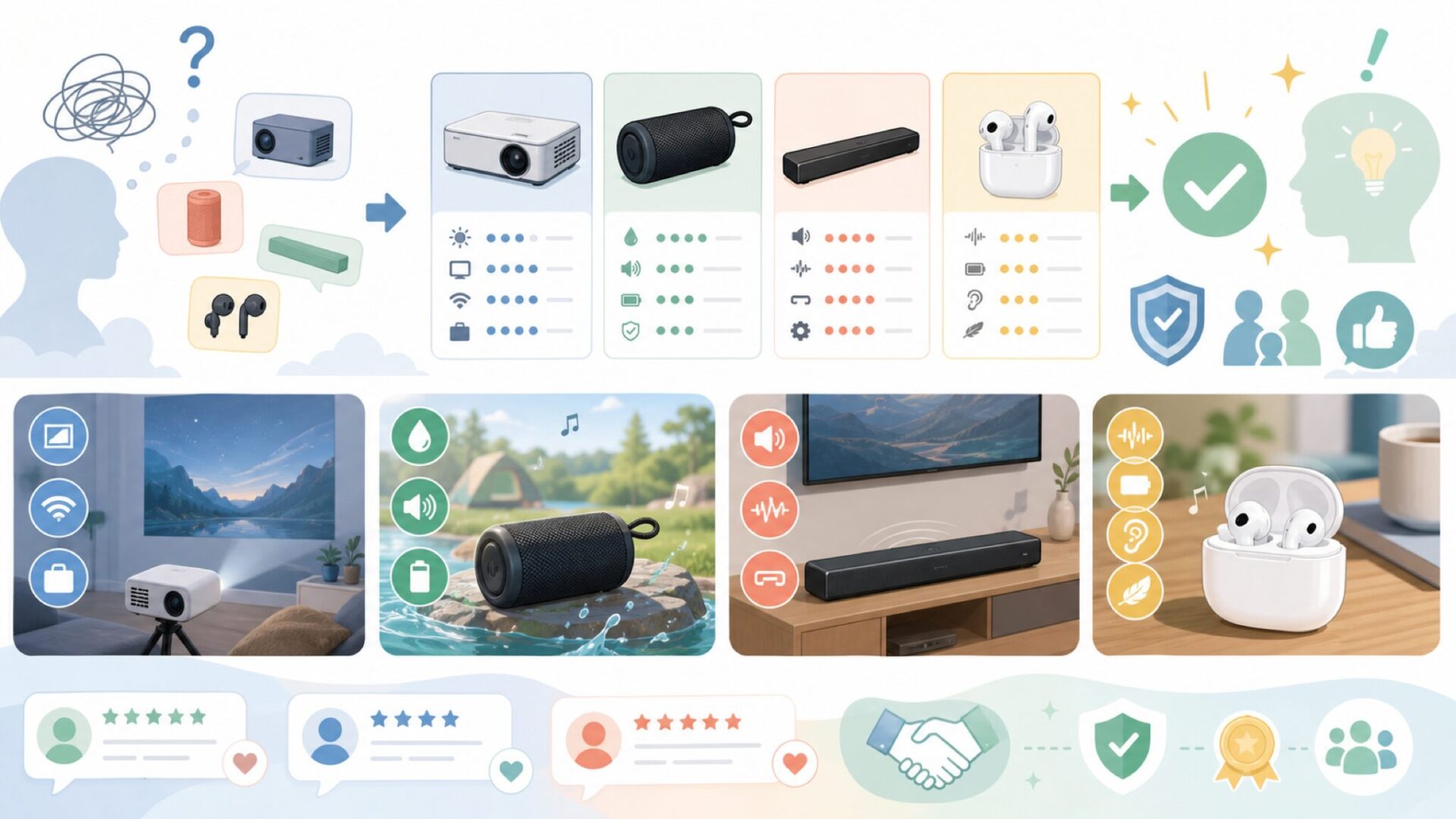 FUNLOGYの主力製品とその実力を確認するを表すイラスト