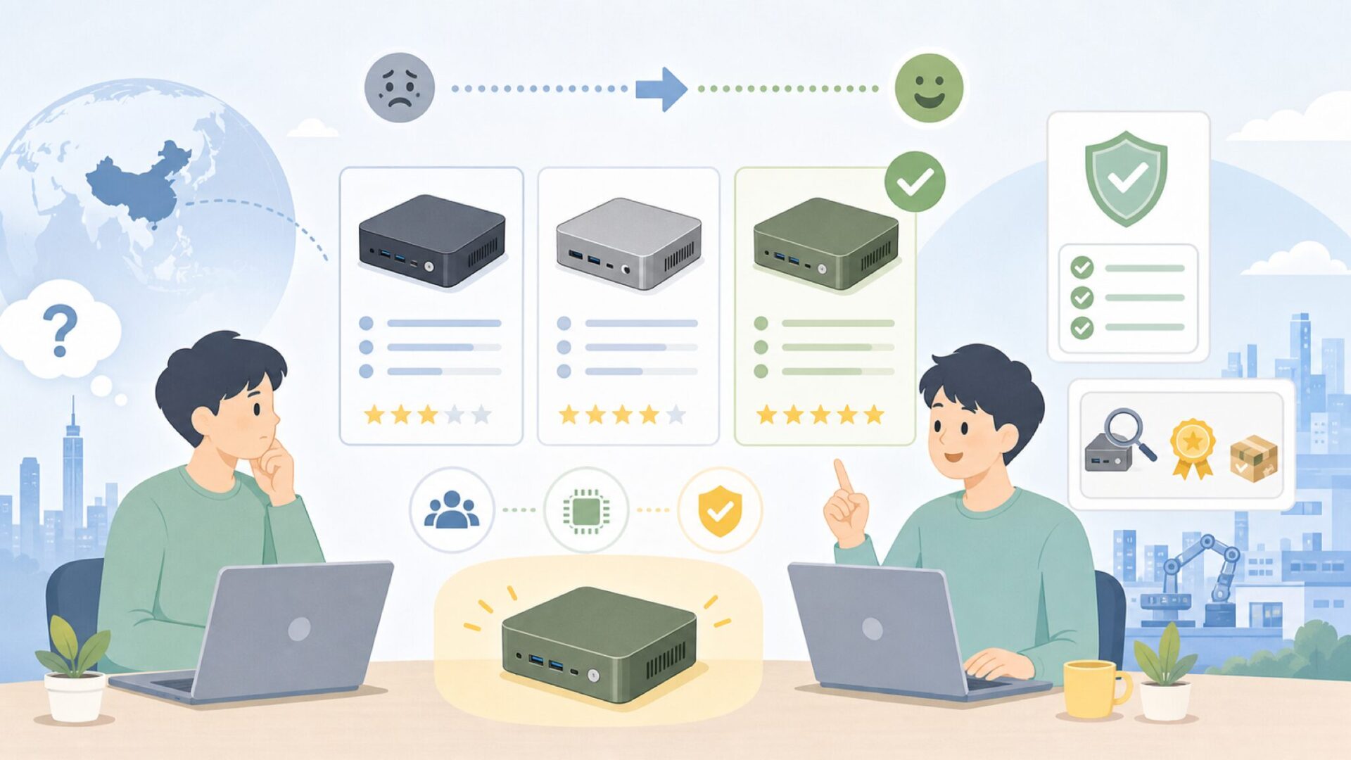 GMKtecは中国・深圳生まれのミニPCブランド——その素顔に迫るを表すイラスト