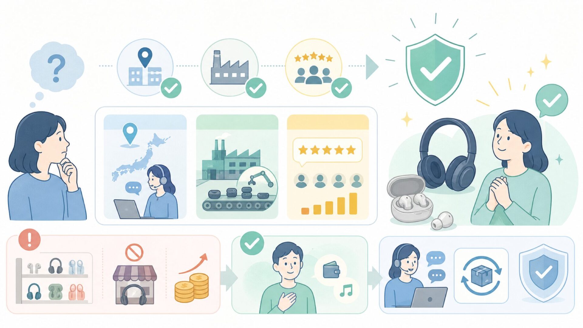 JPRiDEが信頼できるブランドかどうかの判断基準を表すイラスト