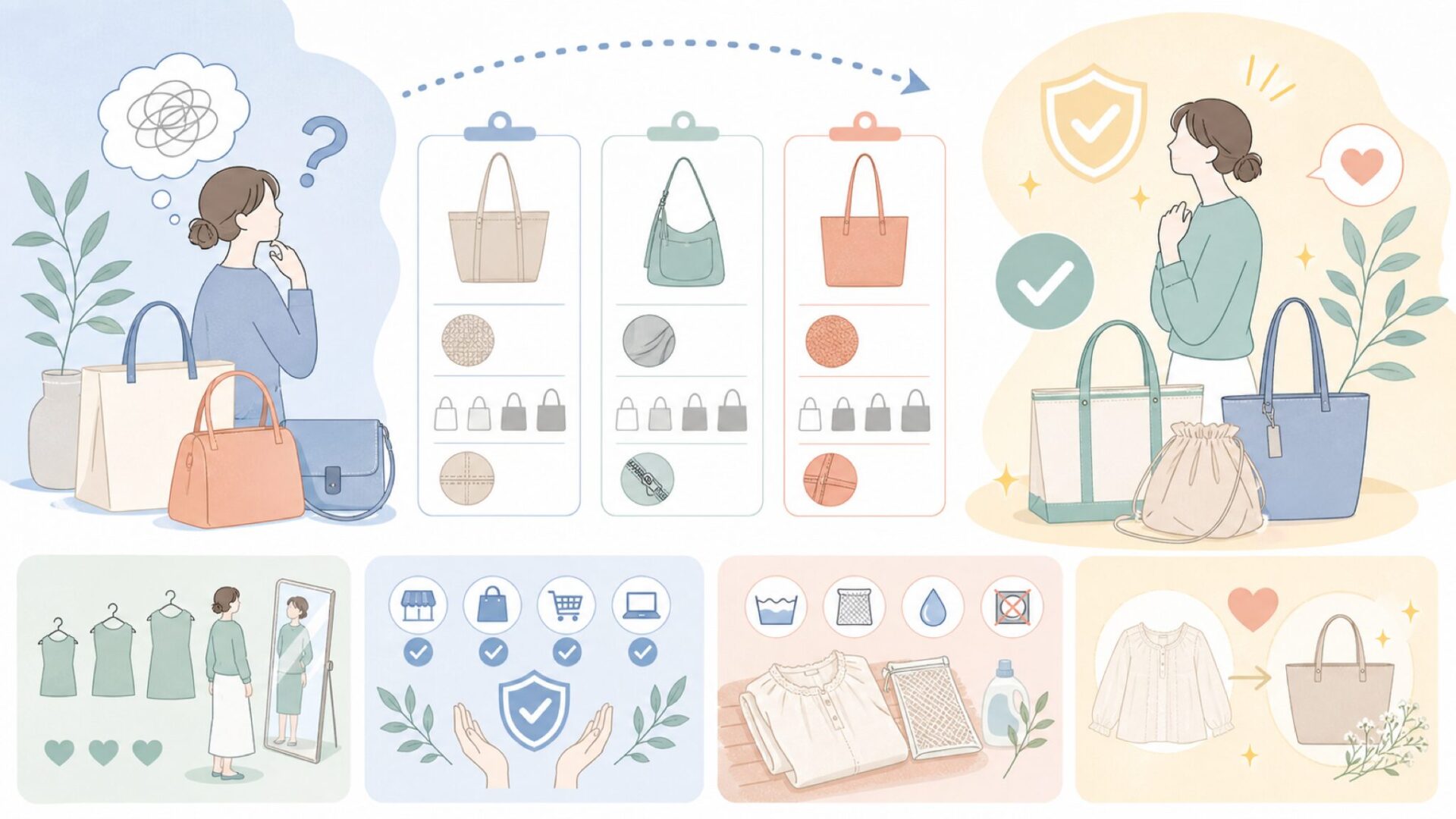 Mily biletを安心して購入するためのポイントを表すイラスト