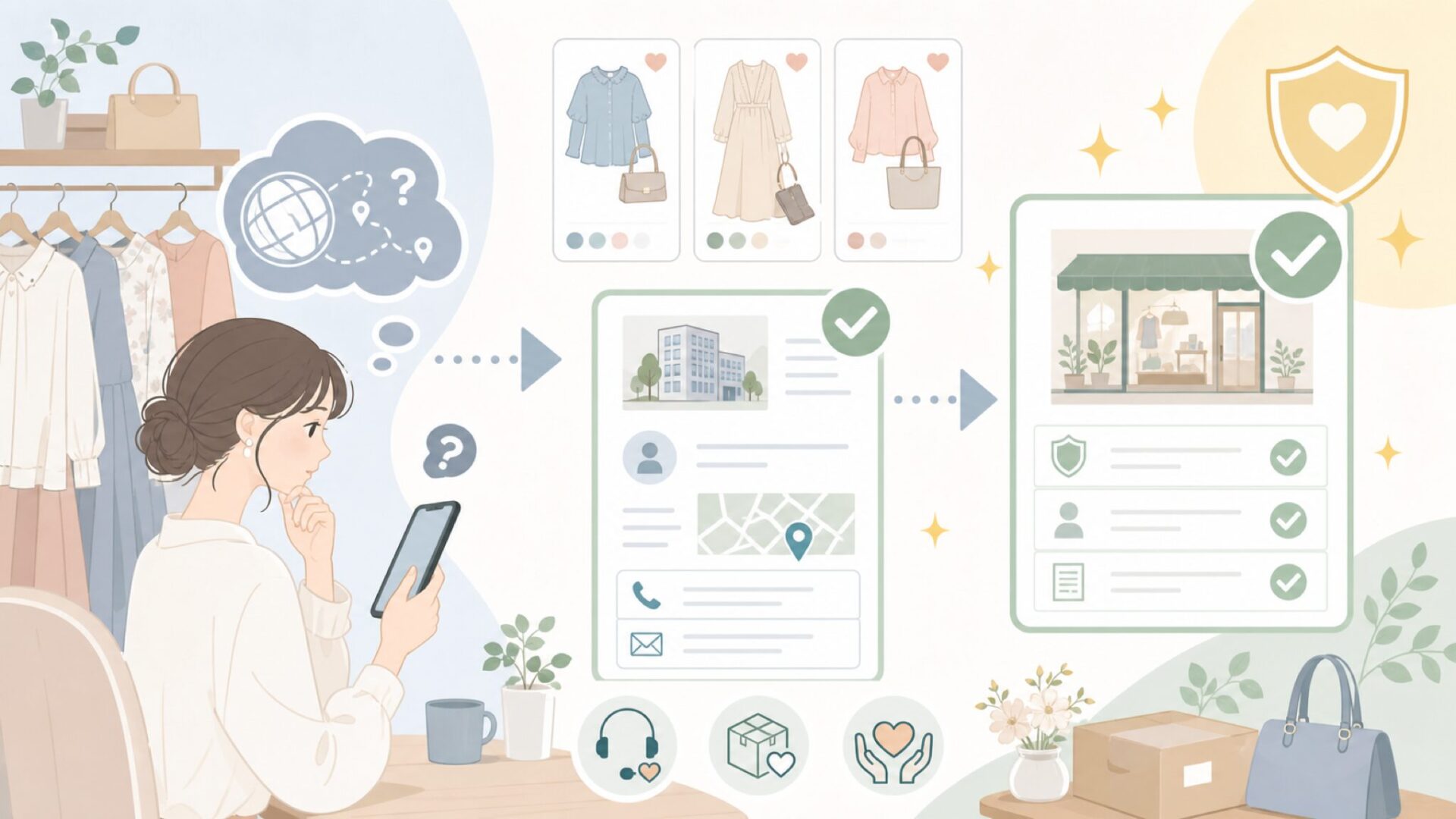 Freneはどこの国のブランド？運営会社と所在地を確認を表すイラスト