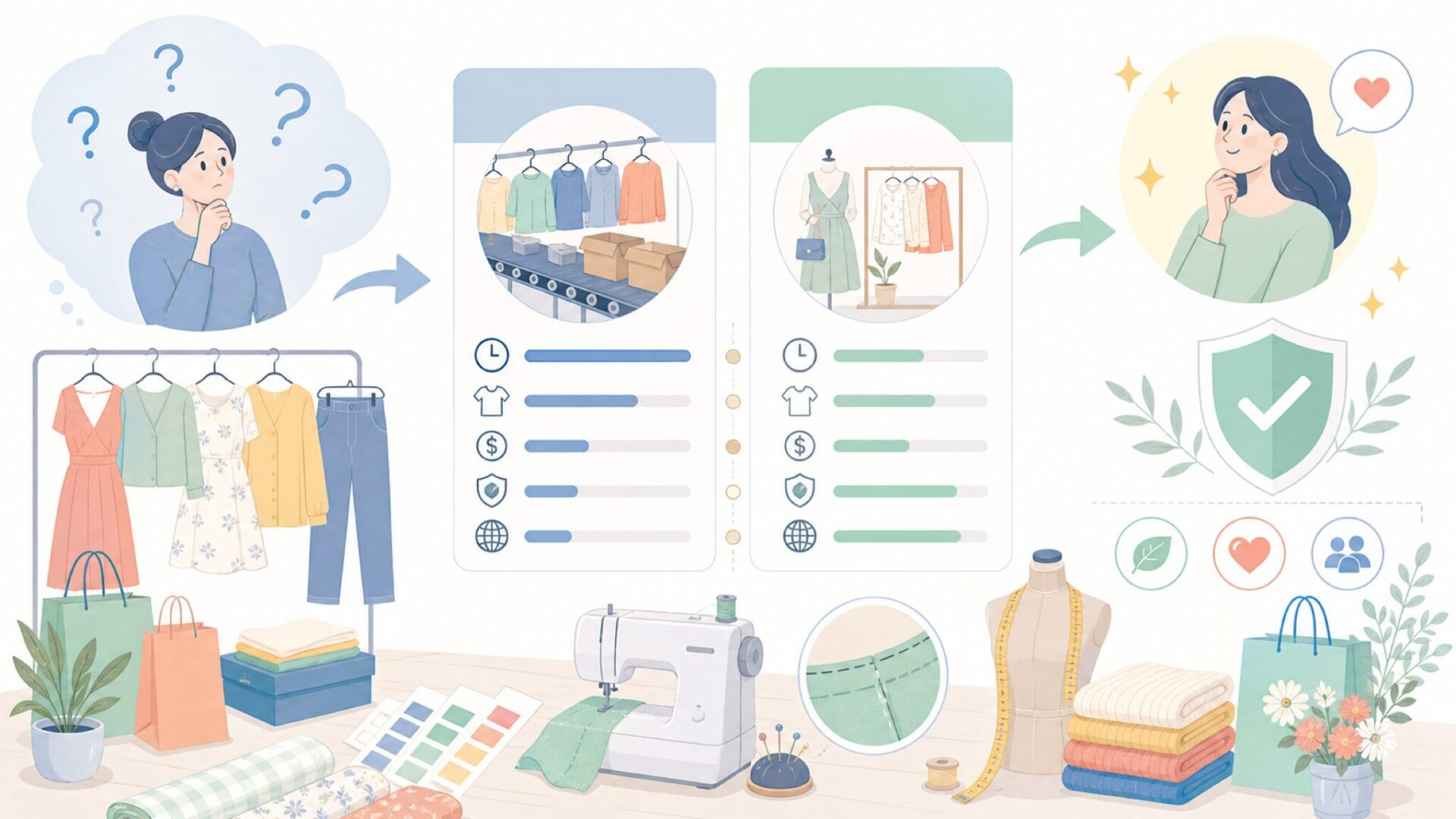CiderとSHEINはどこが違うのか？正確な比較を表すイラスト