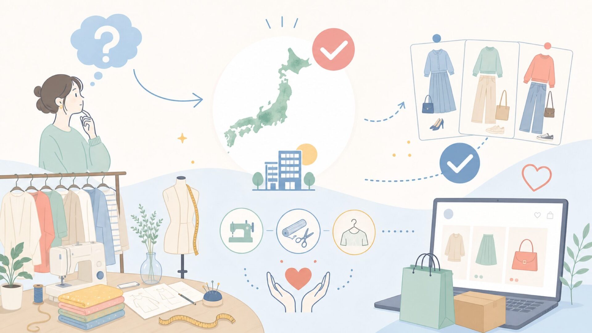 cocaはどこの国？日本で生まれたプチプラブランドという答えを表すイラスト