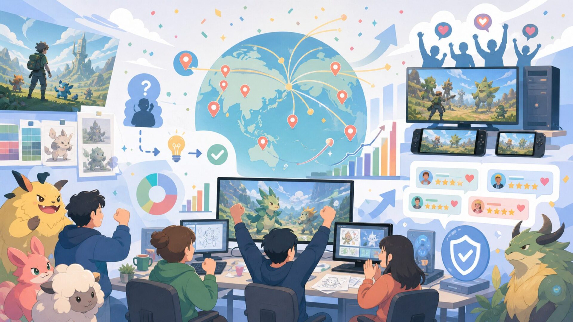世界を驚かせたヒットの規模——日本インディーゲームの奇跡を表すイラスト