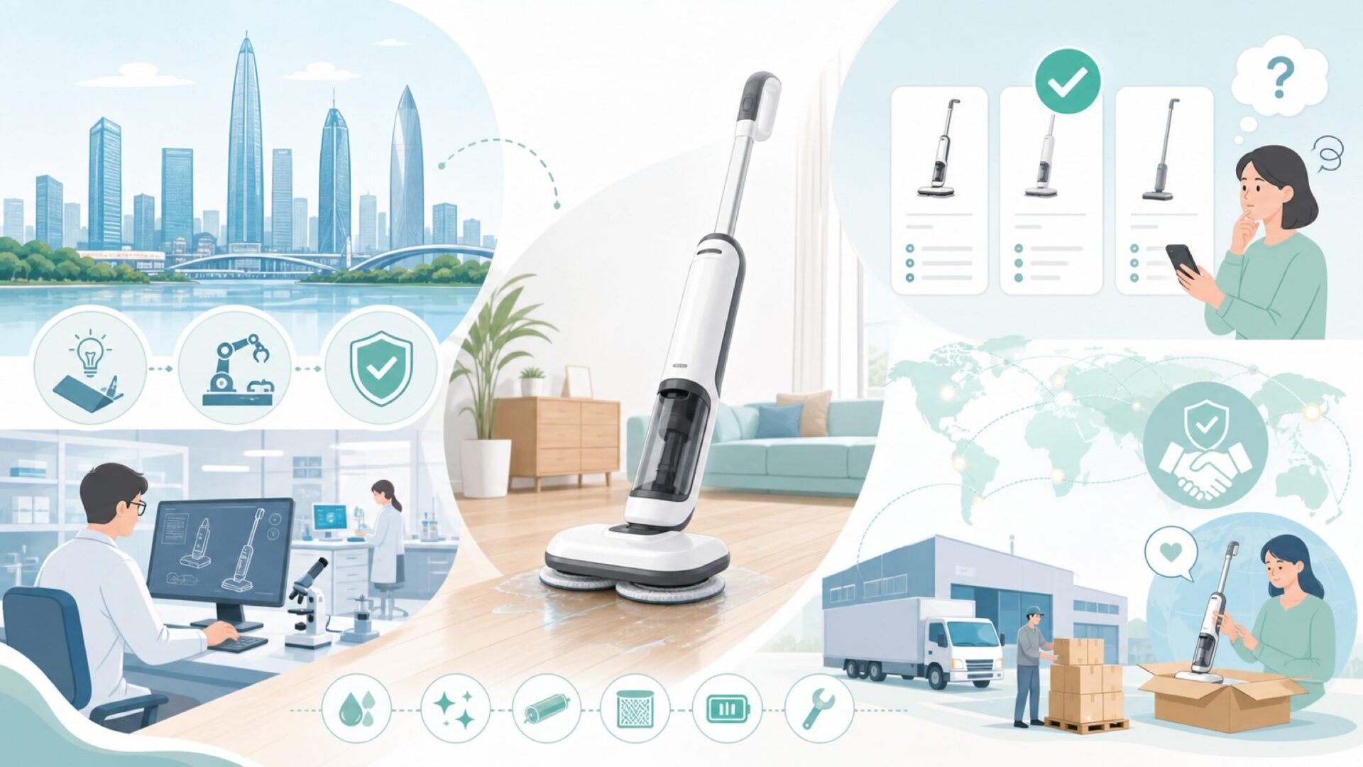 GOBOTはどこの国のブランドか——中国・深圳発の家電メーカーという事実を表すイラスト