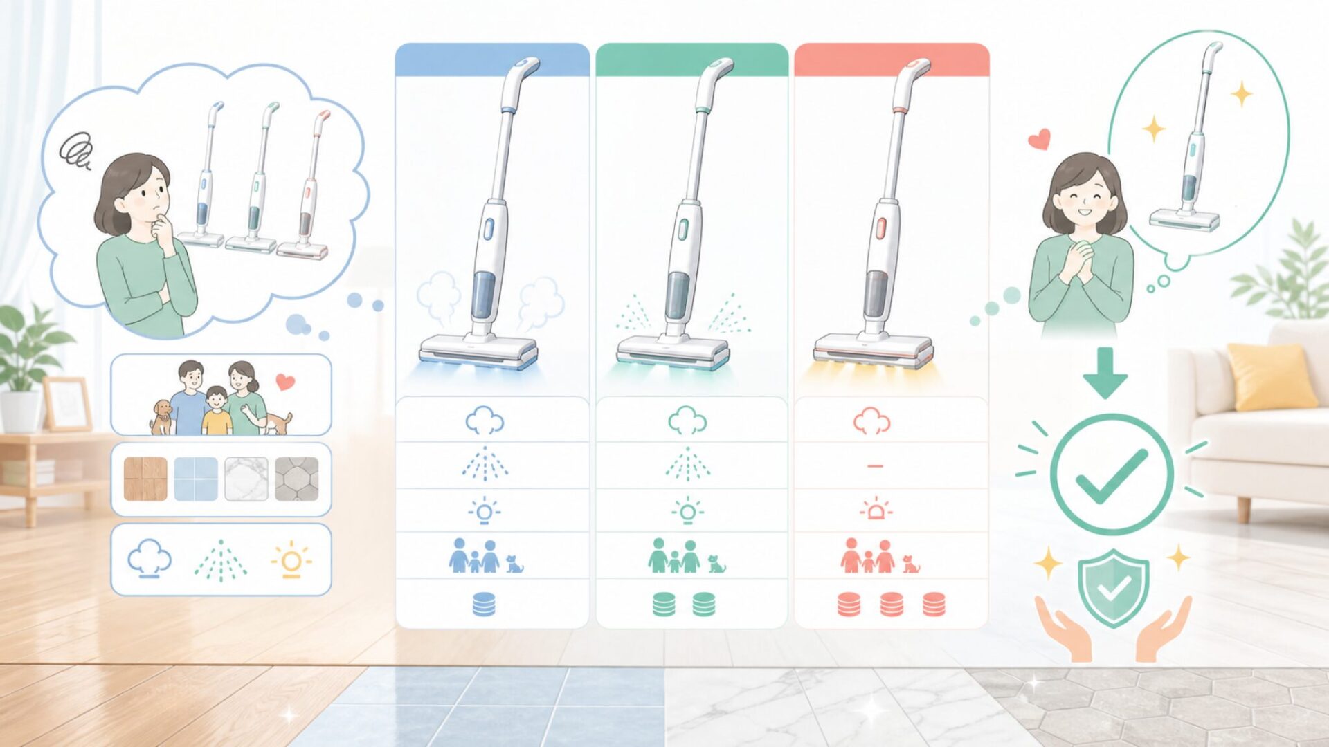 GOBOT vs 同価格帯の競合製品——どれを選べばいいかを表すイラスト